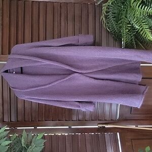 Soft Surroundings Purple Knit Cardigan Sweater Long Wool Blend Duster Medium